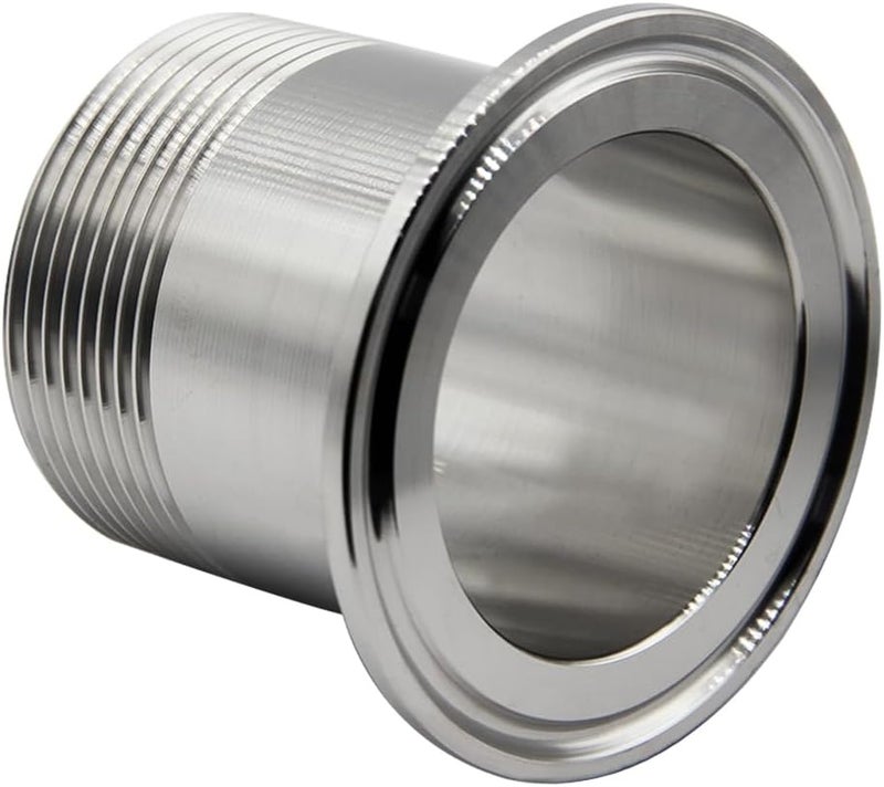 Fitvell Stainless Steel Sanitary Pipe Fitting 1.5" NPT Male Thread to 2" Tri Clamp 64mm Ferrule OD Sanitary Home Brew Adapter Connector - Image 3
